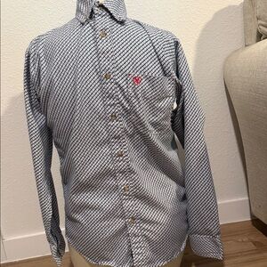 Arita Men's Blue Patterned Fire Resistant CAT2 2112 Button-Down Small Petite